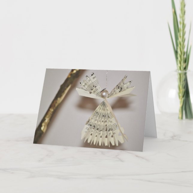 Cartes Pour Fêtes Annuelles La musique de feuille note la perle d'ange de Noël (Devant)