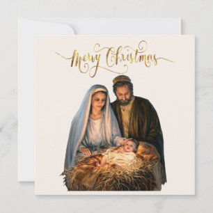 Cartes Pour Fêtes Annuelles La Nativité avec Marie, Joseph et bébé Jésus