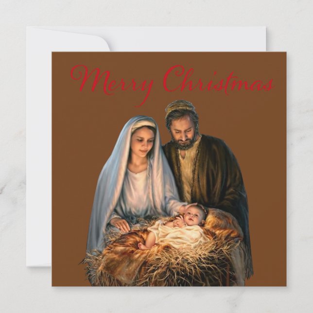 Cartes Pour Fêtes Annuelles La Nativité avec Marie, Joseph et bébé Jésus (Devant)