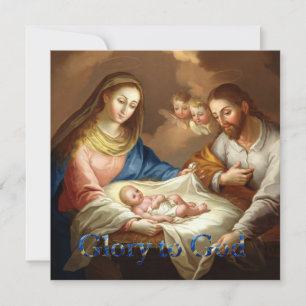 Cartes Pour Fêtes Annuelles La Nativité avec Marie, Joseph et l'enfant Jésus