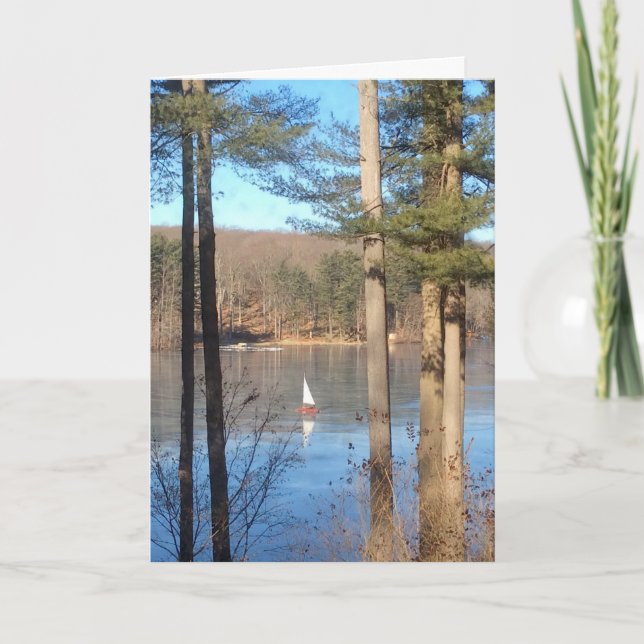 Cartes Pour Fêtes Annuelles La navigation sur glace sur le lac — (Devant)