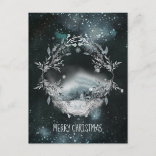 Cartes Pour Fêtes Annuelles La neige de la forêt dans la nuit morte Noël