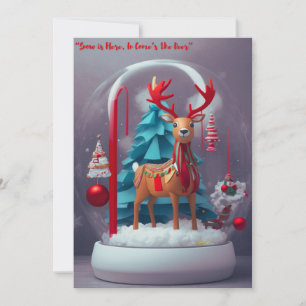 Cartes Pour Fêtes Annuelles La neige est ici, In Comes Le Cerf : Salutation d'