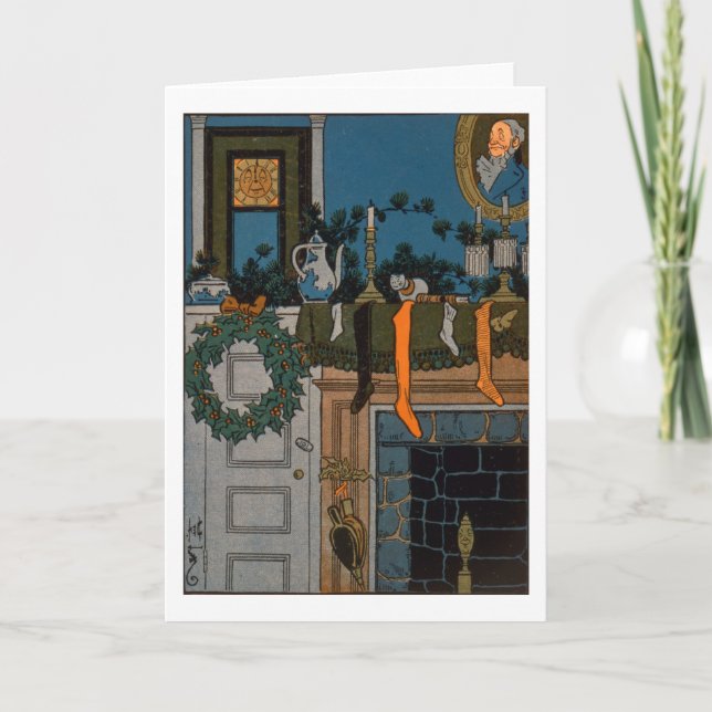 Cartes Pour Fêtes Annuelles La nuit avant Noël par Denlow, 1903 (couleur (Devant)