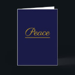 Cartes Pour Fêtes Annuelles La paix est bonne : bleu foncé noir<br><div class="desc">Ce produit a un message en un mot : la paix. C'est un mot simple qui a beaucoup de sens. C'est bien si vous l'avez, et nous en avons tous besoin. Acheter vide à l'intérieur ou ajouter du texte. Vous pouvez également modifier le texte à l'avant. Vous pouvez changer toutes...</div>