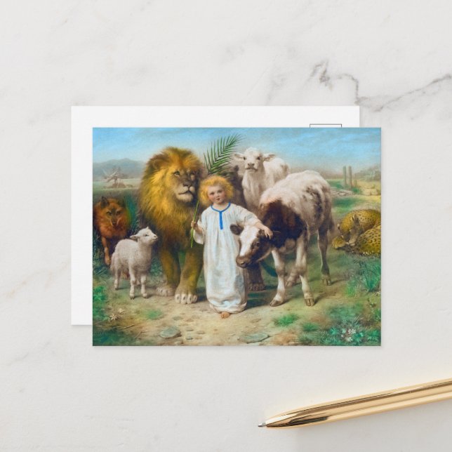 Cartes Pour Fêtes Annuelles La paix par William Strutt (Devant/Arrière en situation)