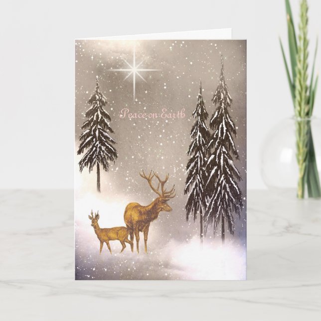 Cartes Pour Fêtes Annuelles La paix sur Terre Noël d'hiver (Devant)