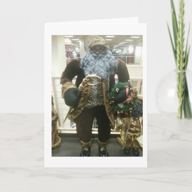 CARTES POUR FÊTES ANNUELLES LA PÈRE NOËL AFRICAINE AMÉRICAINE SOUHAITE (Devant)