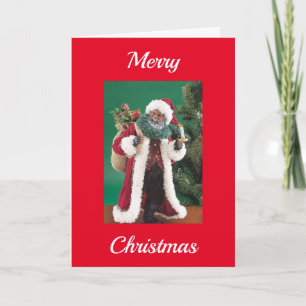 CARTES POUR FÊTES ANNUELLES LA PÈRE NOËL AFRICAINE AMÉRICAINE SOUHAITE