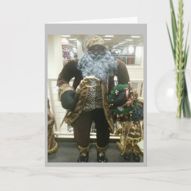 CARTES POUR FÊTES ANNUELLES LA PÈRE NOËL AFRICAINE AMÉRICAINE SOUHAITE (Devant)