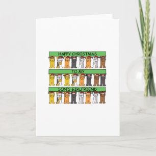 Cartes Pour Fêtes Annuelles La petite amie de son fils Joyeux chats de Noël mi