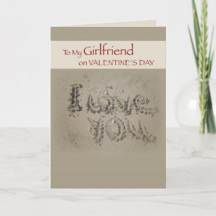 Cartes Pour Fêtes Annuelles La petite amie Valentine Écrire dans le sable