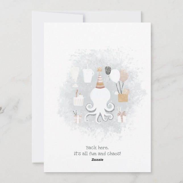 Cartes Pour Fêtes Annuelles La pieuvre Whimsical "Trop d'armes" (Dos)