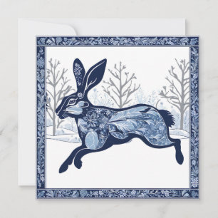 Cartes Pour Fêtes Annuelles La promenade fantaisiste de l'hiver du lièvre
