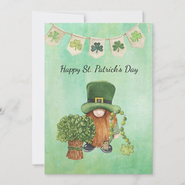 Cartes Pour Fêtes Annuelles La Saint-Patrick avec aquarelle verte Shamrock (Devant)