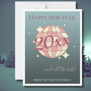 Cartes Pour Fêtes Annuelles La Saint-Sylvestre 2026 bleu rétro salutation