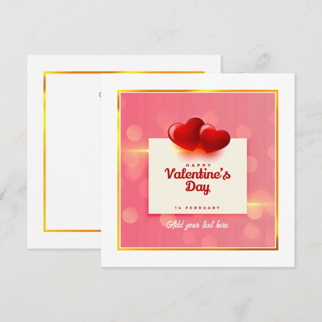 Cartes Pour Fêtes Annuelles La Saint-Valentin avec des cœurs rouges Je t'aime  (Devant / Derrière)