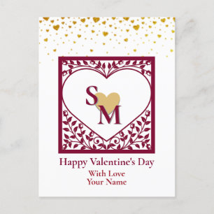 Cartes Pour Fêtes Annuelles La Saint-Valentin avec initiale rouge et cœur en o