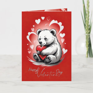 Cartes Pour Fêtes Annuelles La Saint-Valentin avec un ours en peluche riche