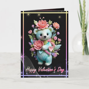 Cartes Pour Fêtes Annuelles La Saint-Valentin avec un ours en peluche riche