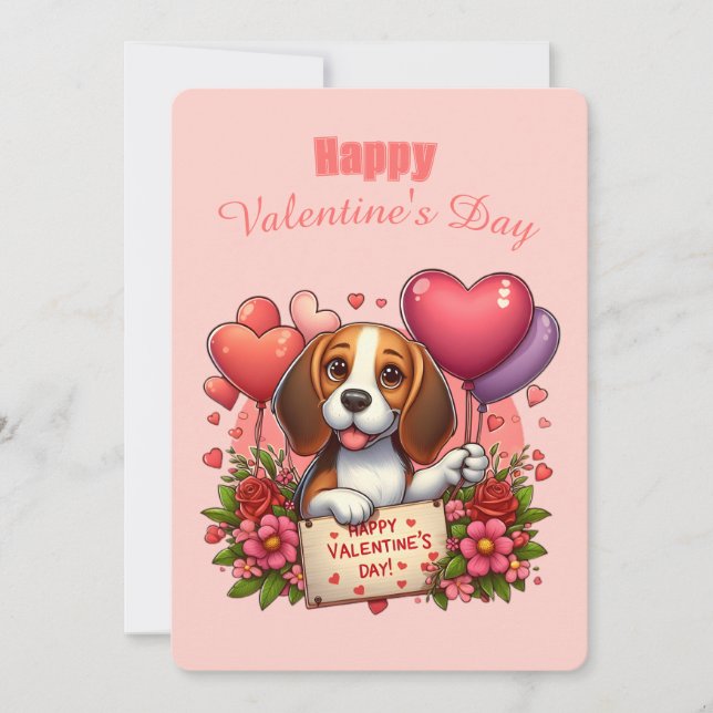 Cartes Pour Fêtes Annuelles La Saint-Valentin - Beagle 3 -  (Devant)