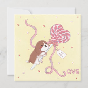 Cartes Pour Fêtes Annuelles La Saint-Valentin : Beagle et sucette