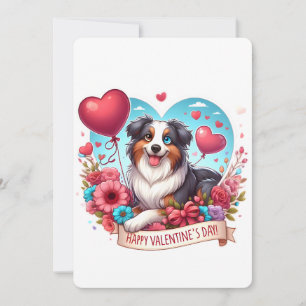 Cartes Pour Fêtes Annuelles La Saint-Valentin - Berger Australien 3 - 