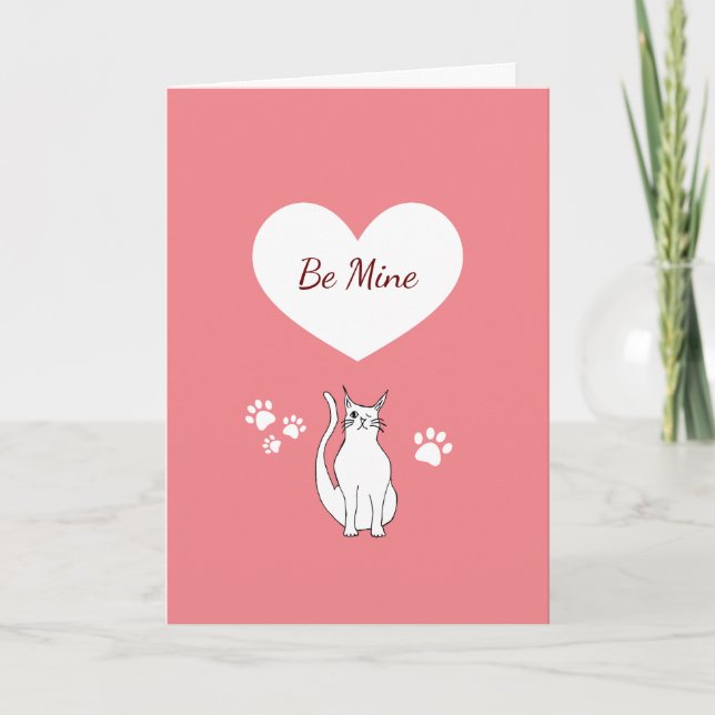Cartes Pour Fêtes Annuelles La Saint-Valentin Chat Mignon Dessinée à la Main R (Devant)