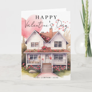 Cartes Pour Fêtes Annuelles La Saint-Valentin Cœur Aquarelle Maison Immobilier