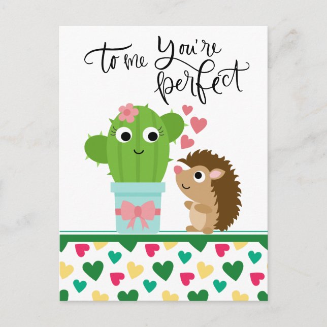 Cartes Pour Fêtes Annuelles La Saint Valentin de Cute Hedgehog| Cactus Vous êt (Devant)