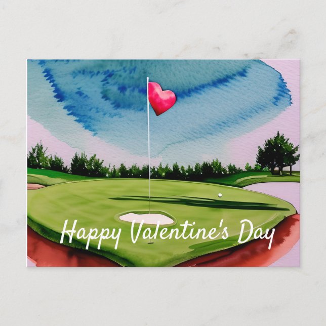 Cartes Pour Fêtes Annuelles La Saint-Valentin de golf sur le parcours de golf  (Devant)