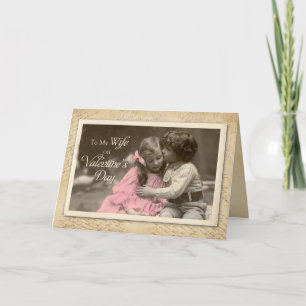 Cartes Pour Fêtes Annuelles La Saint-Valentin de la femme, baiser sucré Vintag