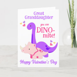 Cartes Pour Fêtes Annuelles La Saint Valentin de la Grande-Petite-Fille Dino-M