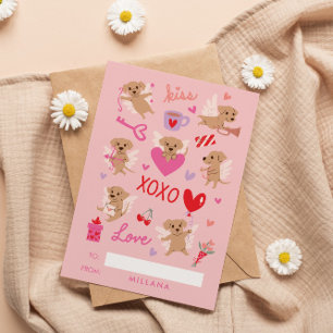 Cartes Pour Fêtes Annuelles La Saint-Valentin des chiens anges en classe