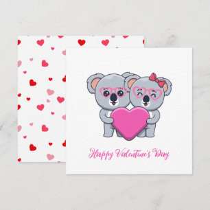 Cartes Pour Fêtes Annuelles La Saint-Valentin des enfants de koala mignons