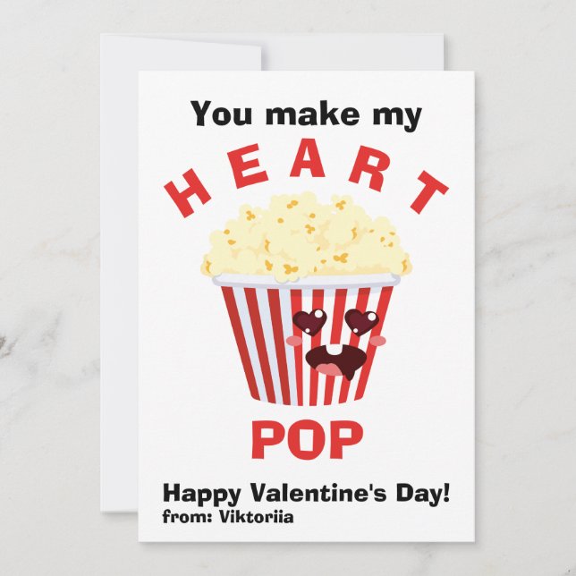 Cartes Pour Fêtes Annuelles La Saint-Valentin des enfants Popcorn mignon (Devant)