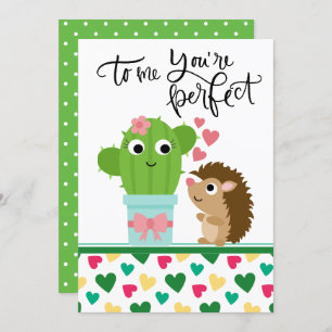 Cartes Pour Fêtes Annuelles La Saint Valentin du mignon Hérisson Cactus Vous