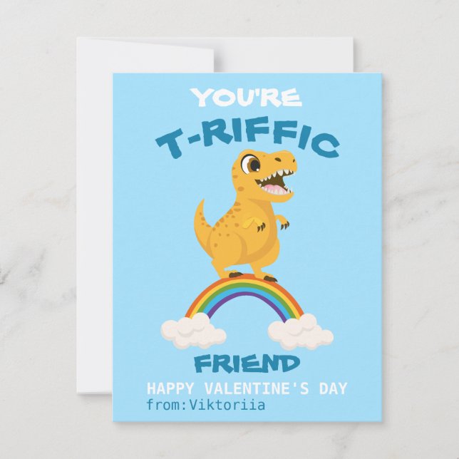 Cartes Pour Fêtes Annuelles La Saint-Valentin en classe des enfants dinosaure  (Devant)
