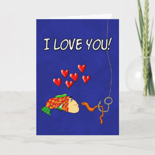 Cartes Pour Fêtes Annuelles La Saint-Valentin Humour Je t'aime Poisson et Appâ
