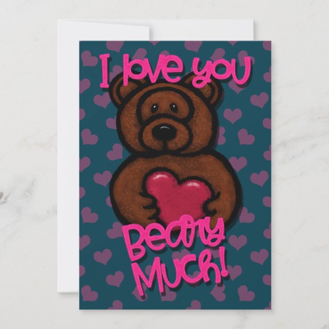 Cartes Pour Fêtes Annuelles La Saint-Valentin Je t'aime beaucoup ours (Devant)