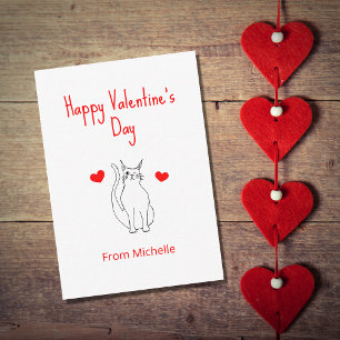 Cartes Pour Fêtes Annuelles La Saint-Valentin Mignon Chat Clin d'œil Cœurs Rou