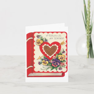 Cartes Pour Fêtes Annuelles La Saint-Valentin pour l'enseignant, Cœurs et fleu