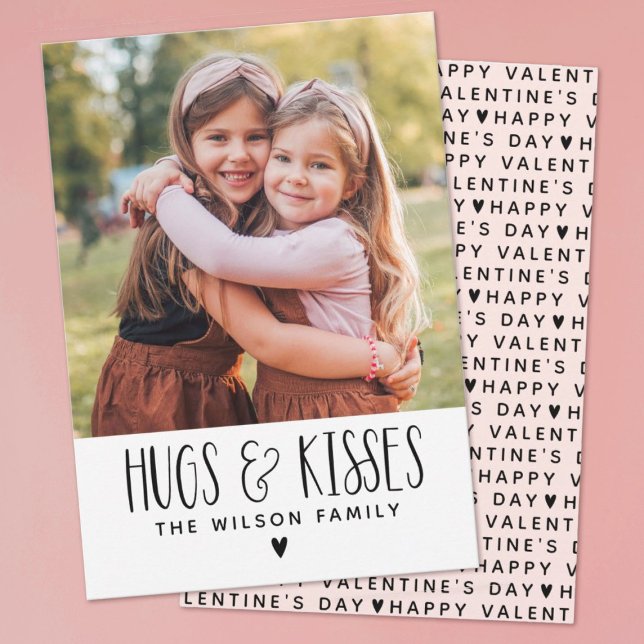 Cartes Pour Fêtes Annuelles La Saint Valentin serres Baisers Photo (A cute Hugs and Kisses Photo Valentine's day card.)