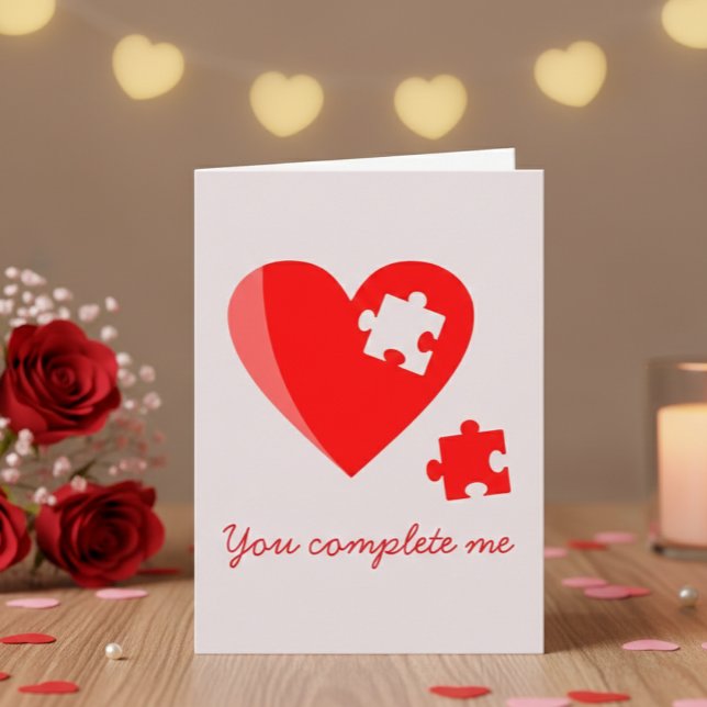 Cartes Pour Fêtes Annuelles La Saint-Valentin Tu Me Complètes Puzzle Cœur (Créateur téléchargé)