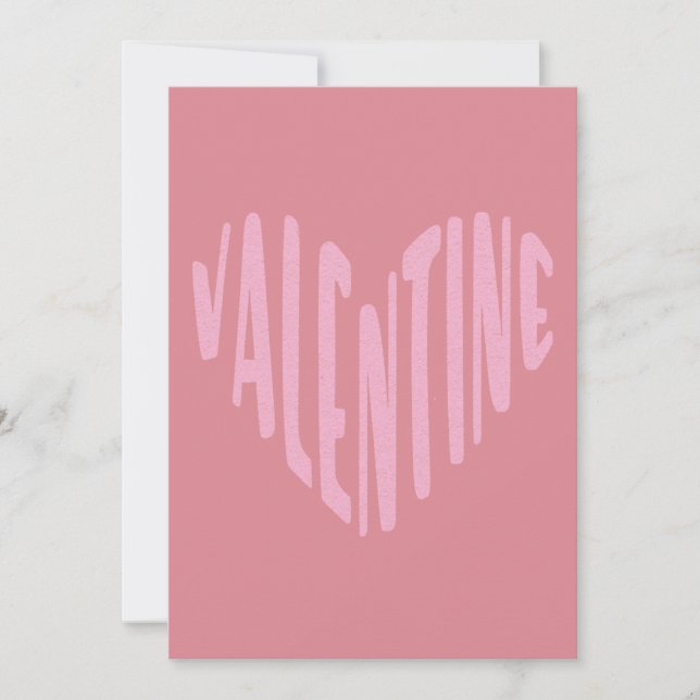 Cartes Pour Fêtes Annuelles La Saint-Valentin Typographie Moderne Cœur Rose  (Devant)