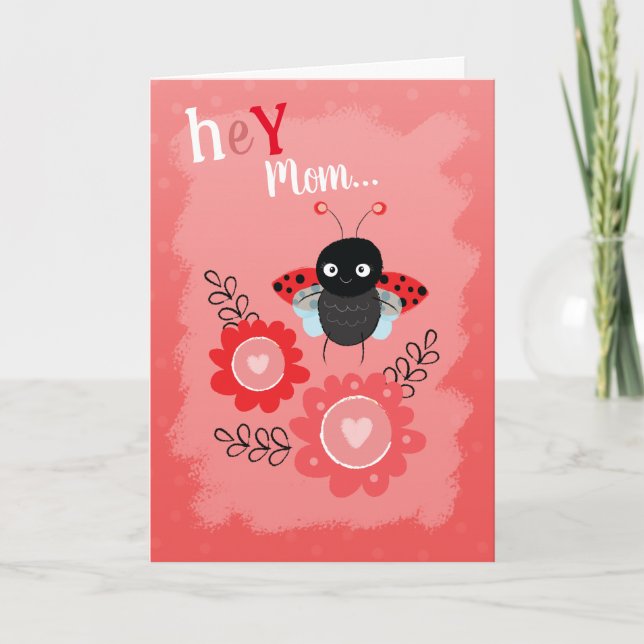 Cartes Pour Fêtes Annuelles La Saint Valentin, un joli Ladybug pour maman (Devant)