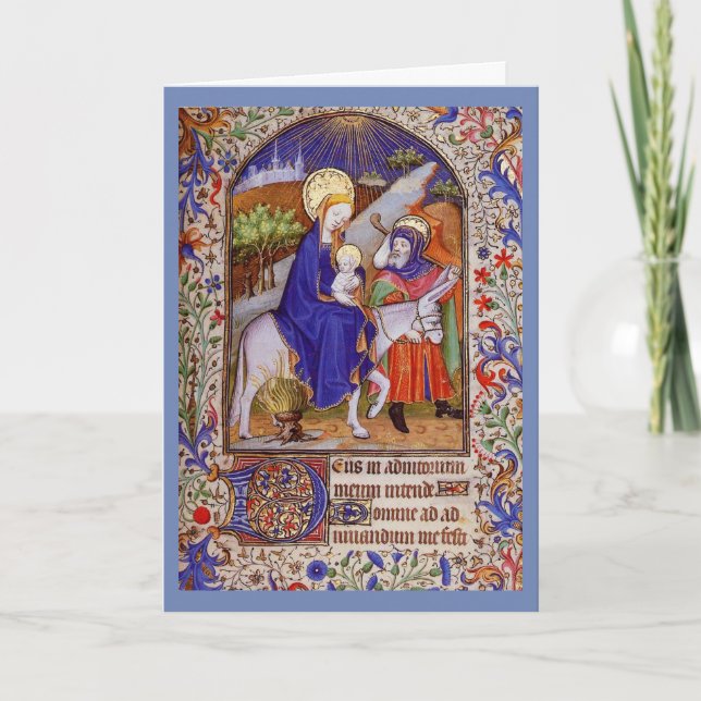 Cartes Pour Fêtes Annuelles La Sainte Famille fuit en Egypte, Jésus comme Réfu (Devant)