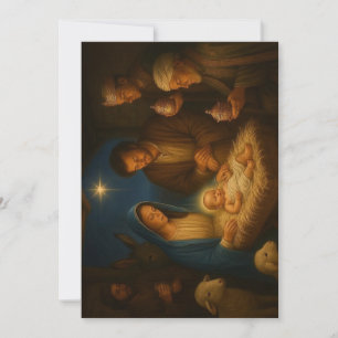 Cartes Pour Fêtes Annuelles La Sainte Famille nativité avec 3 sages