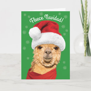 Cartes Pour Fêtes Annuelles La Toison Navidad Cute Alpaca Noël à Santa Hat