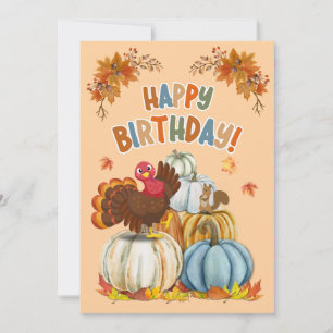 Cartes Pour Fêtes Annuelles La Turquie mignonne et les Citrouilles rétro l'aut